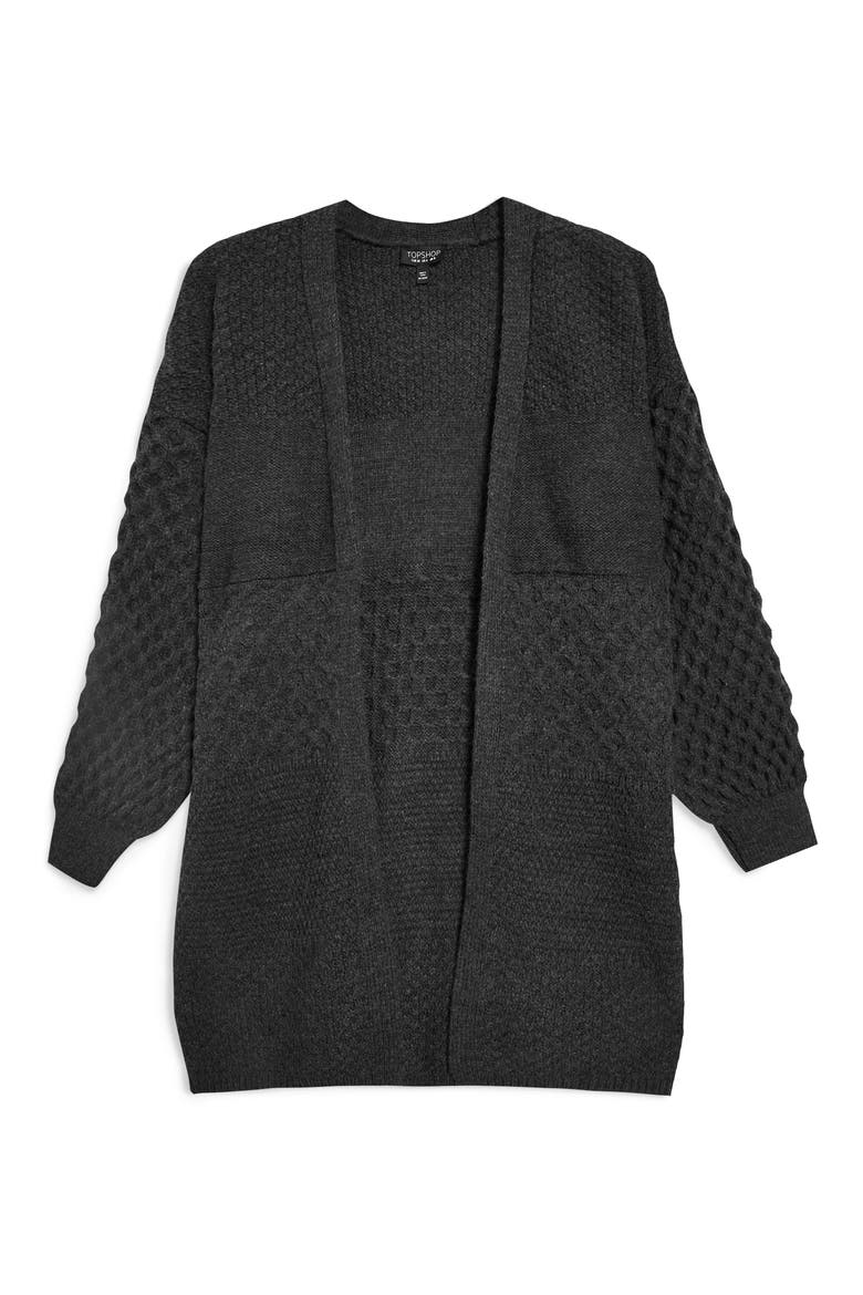 Honeycomb Sleeve Oversize Cardigan, Alternate, color, CHARCOAL