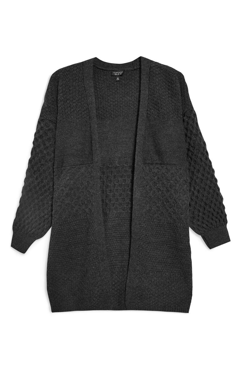 Topshop Honeycomb Sleeve Oversize Cardigan, Alternate, color,