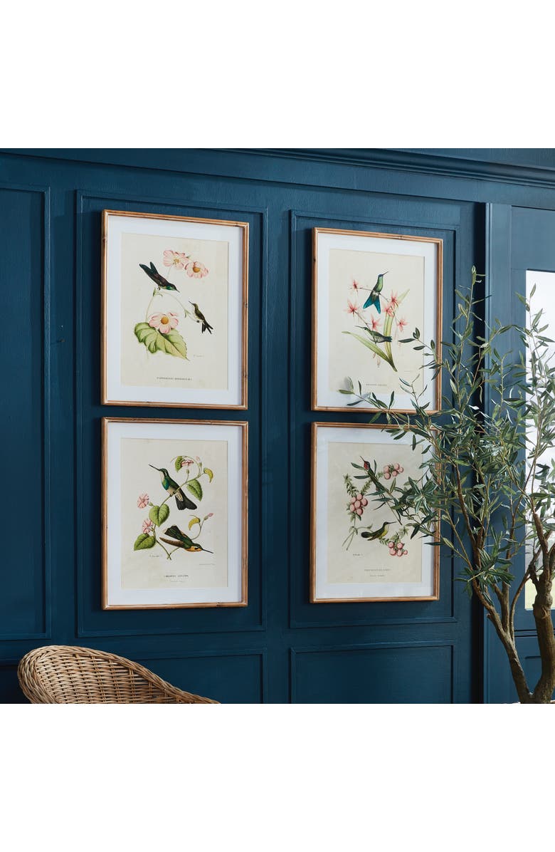 Napa Home & Garden Hummingbirds With Blush Blooms Framed Wall Art Set of 4, Alternate, color, Green