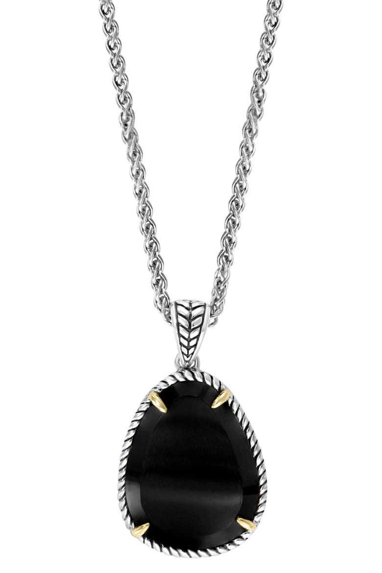 Oval Onyx Pendant Necklace, Alternate, color, BLACK