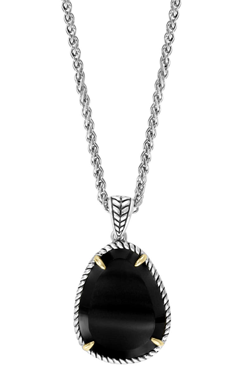 EFFY Oval Onyx Pendant Necklace, Alternate, color, Black