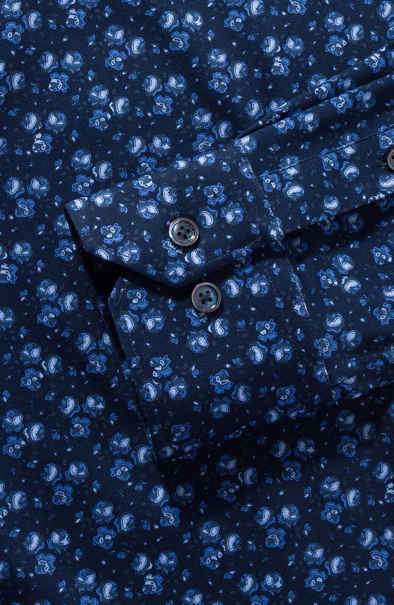 Bugatchi Regular Fit Stretch Cotton Button-Up Shirt, Alternate, color, Navy