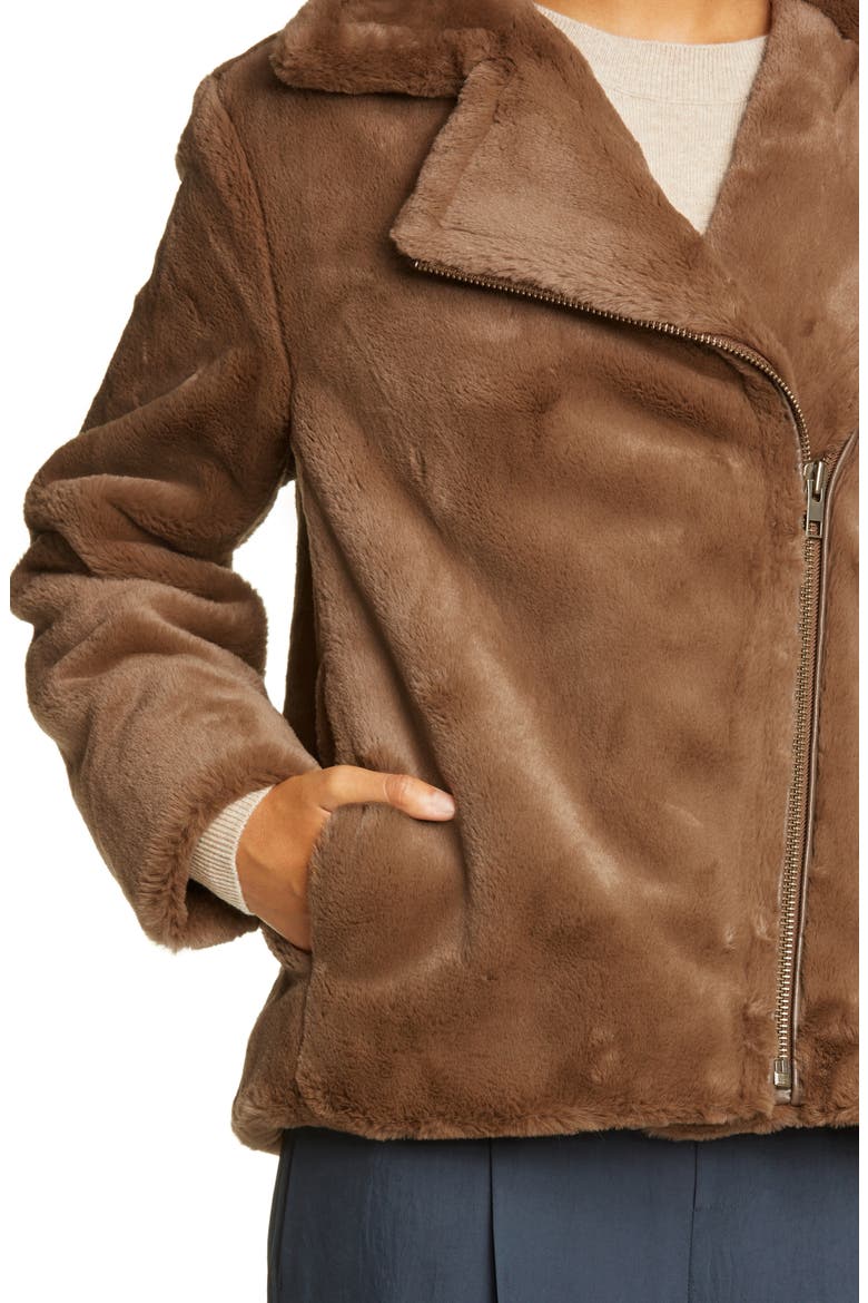 Faux Fur Moto Jacket, Alternate, color, MACCHIATO