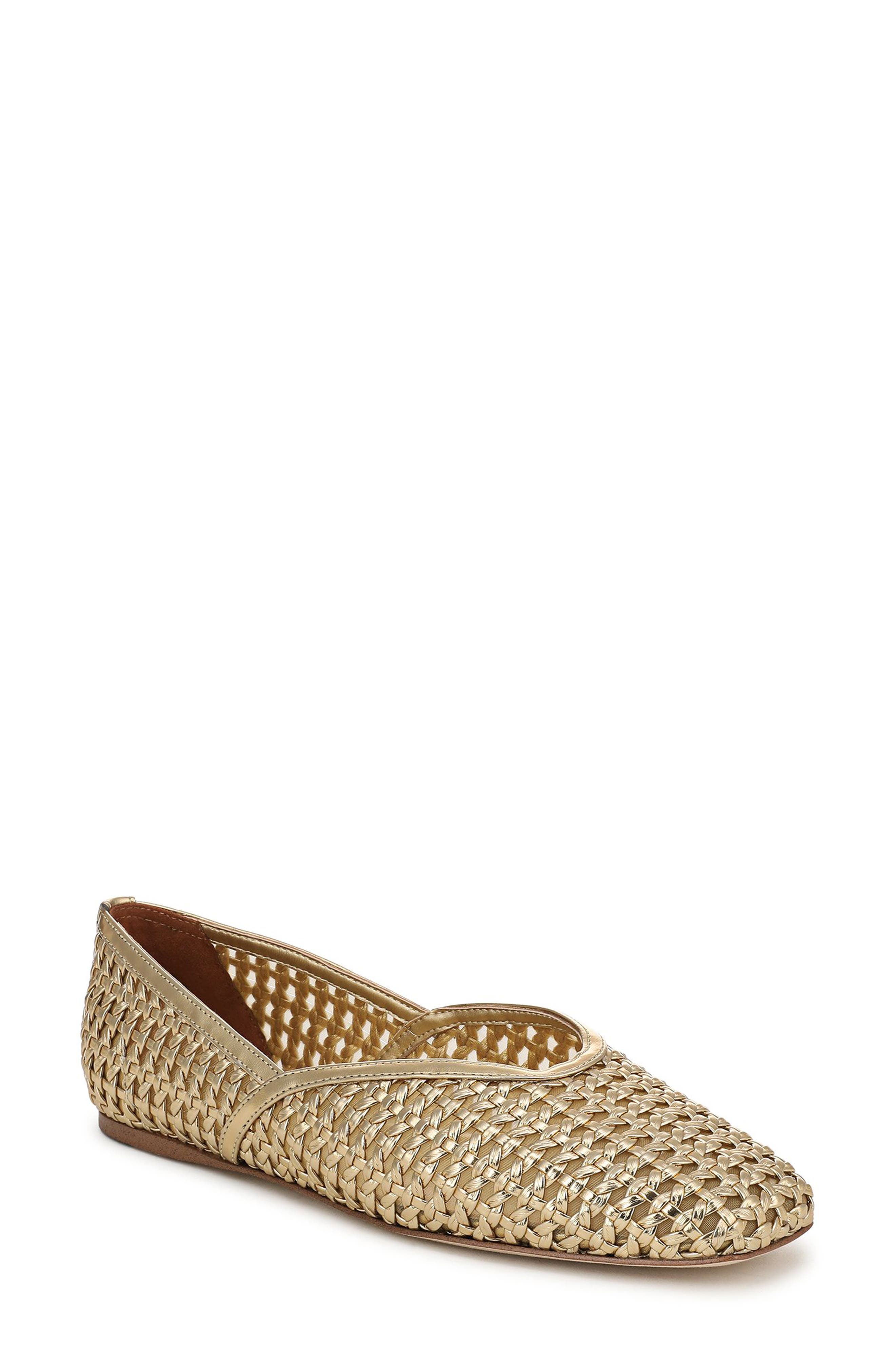 SARTO by Franco Sarto Flexa Square Toe Mesh Flat, Main, color, Gold