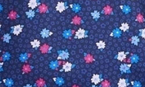 Redvanly Leone Floral Performance Golf Polo In Midnight Navy