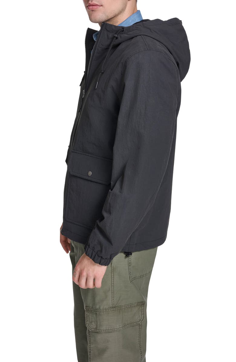 Levi's Water Resistant Hooded Nylon & Cotton Jacket, Alternate, color, Black