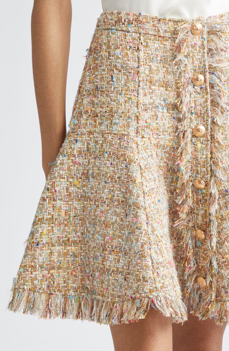 Cinq à Sept Adeline Metallic Bouclé Skirt, Alternate, color, Ochre Multi