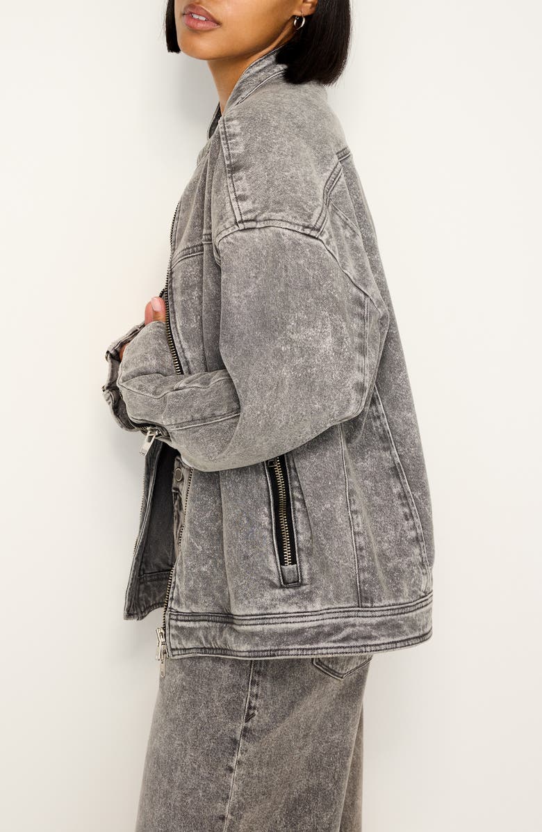 Good American Oversize Denim Moto Jacket, Alternate, color, 