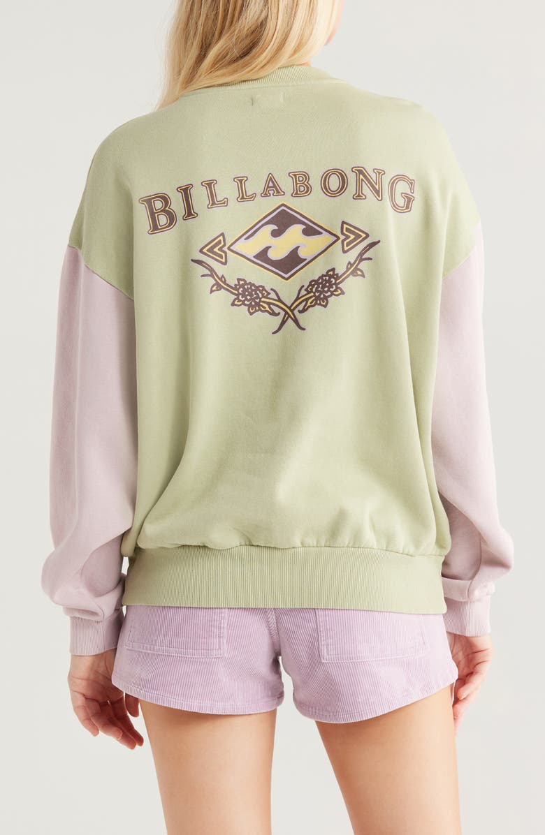 Billabong Original Vibes Kendal Embroidered Cotton Blend Fleece Sweatshirt, Alternate, color, Pistachio