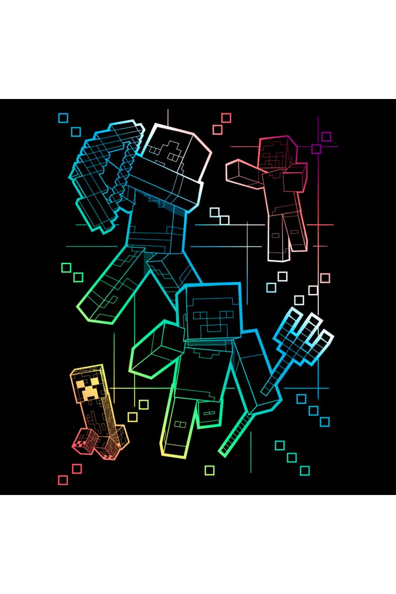 Men's Rainbow Characters Lines Short Sleeve Graphic T-Shirt, Alternate, color, Black