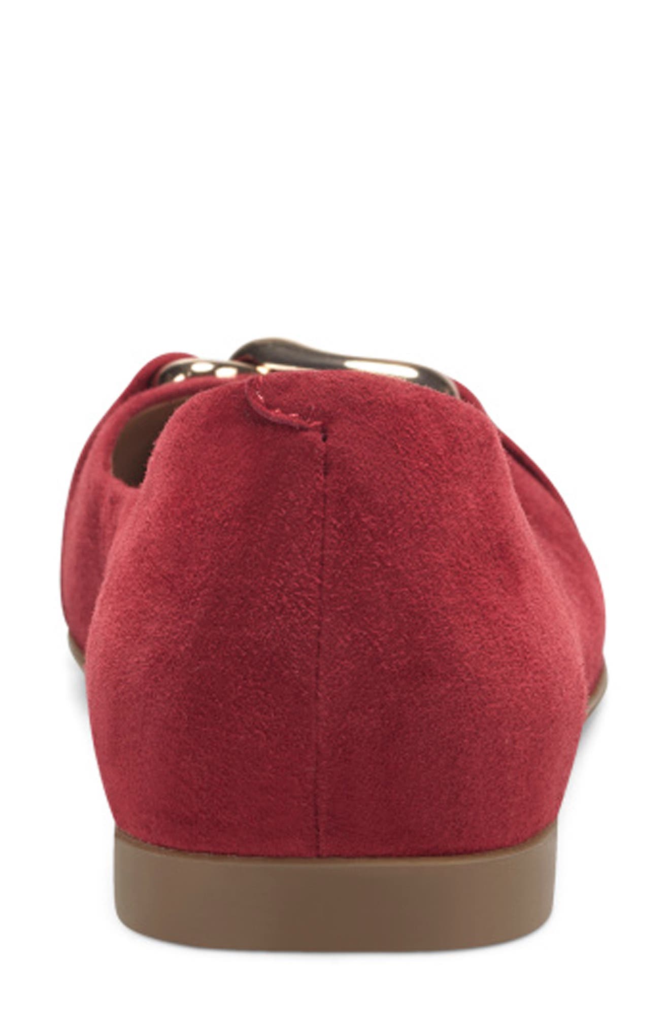 Candice Chain Flat, Alternate, color, RED SUEDE