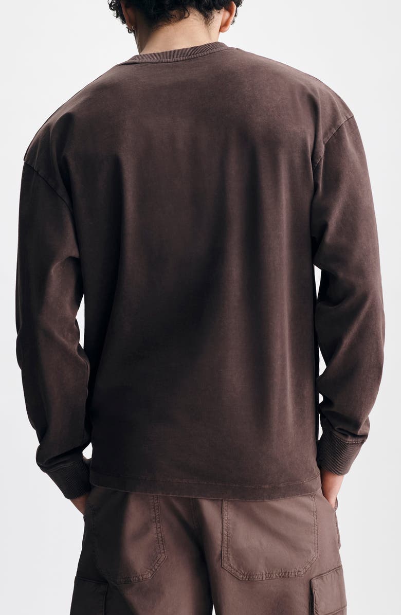 Brooklyn Industries Loose Fit Collegiate Logo Cotton Graphic Long Sleeve T-Shirt, Alternate, color, French Roast