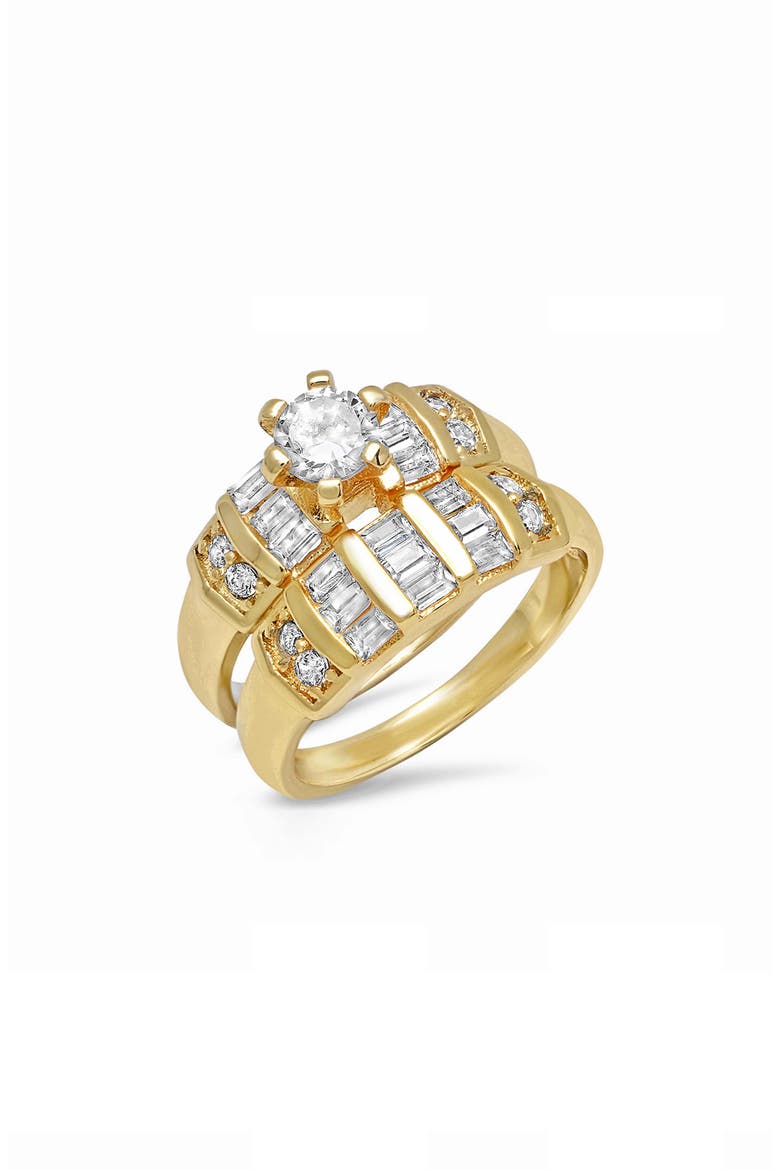 Set of 2 Cubic Zirconia Statement Rings, Main, color, GOLD