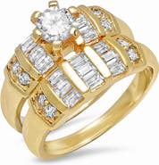 STEELTIME Set of 2 Cubic Zirconia Statement Rings