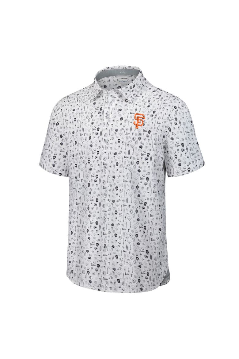 Men's Tommy Bahama  Gray San Francisco Giants Nova Wave Riptide Rally Camp Button-Up Short Sleeve Shirt, Alternate, color, Gray