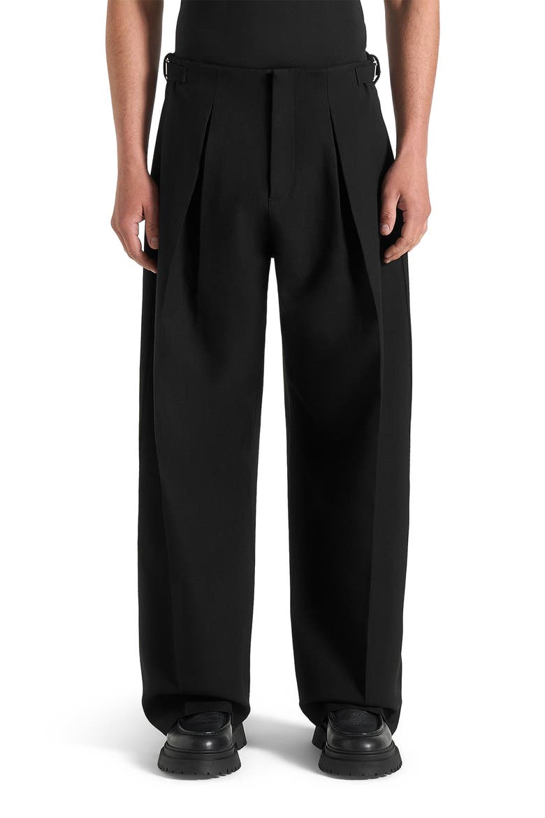 Lior Box Pleat Wide Leg Trousers, Alternate, color, Black