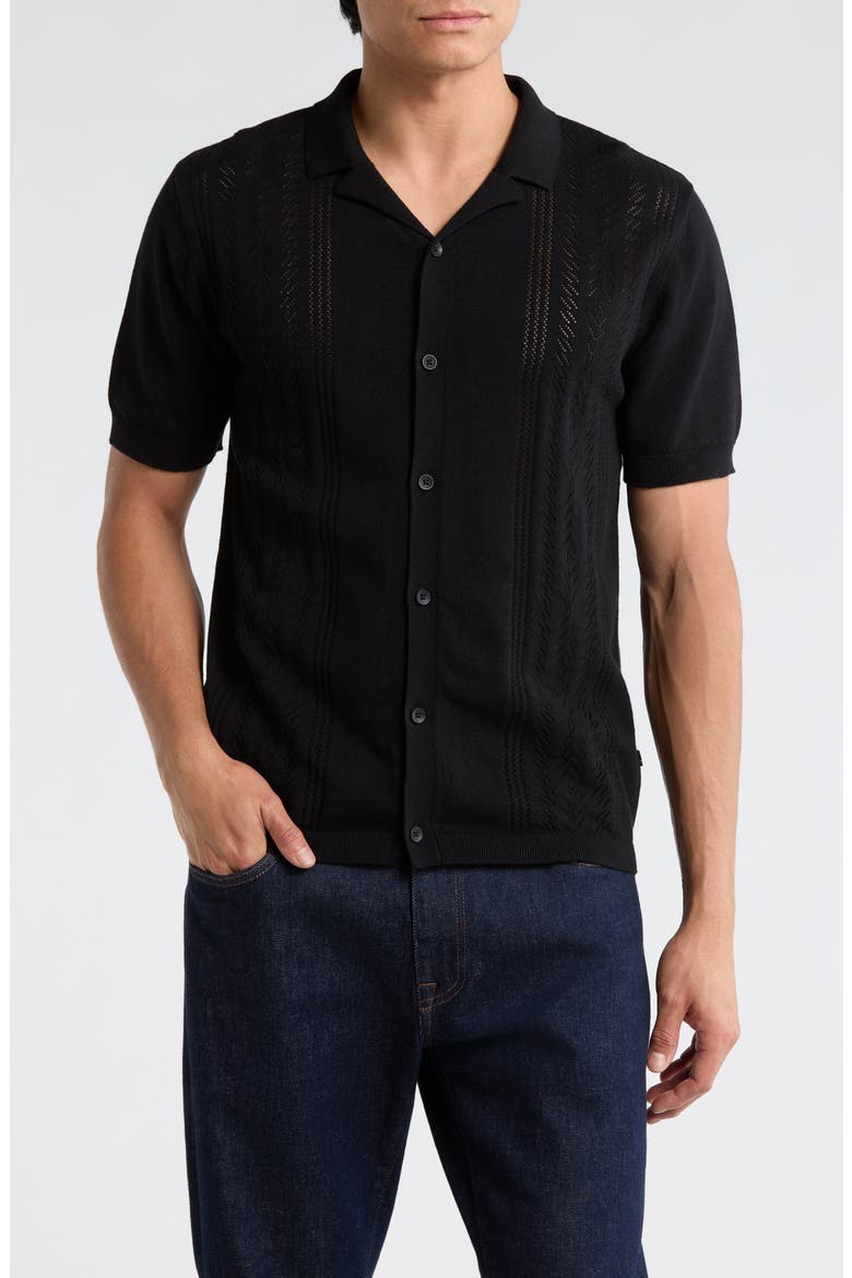 Cutout Knit Sweater, Main, color, BLACK