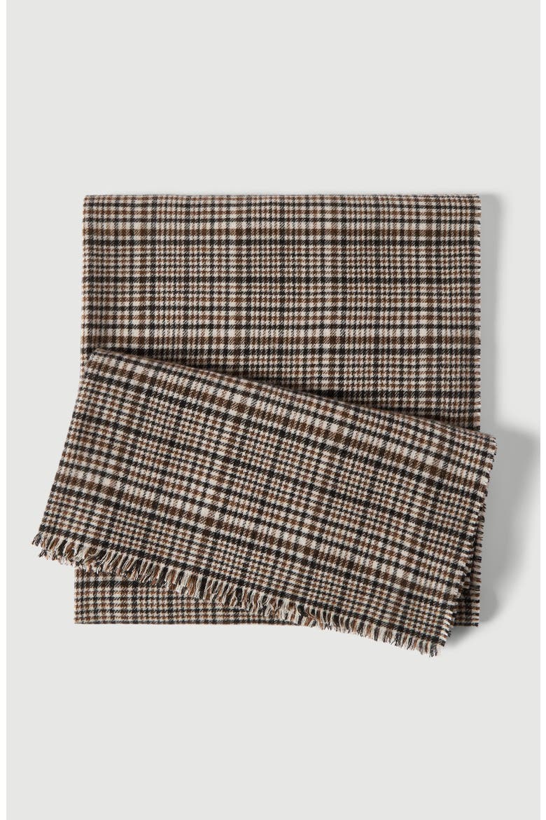 Cashmere Prince of Wales scarf, Alternate, color, Brown