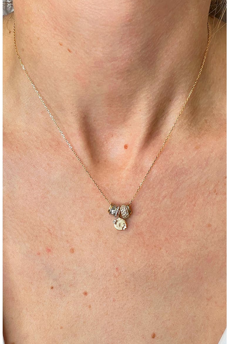 Diamond Dog Tag Mini Charm, Alternate, color, 9K YELLOW GOLD
