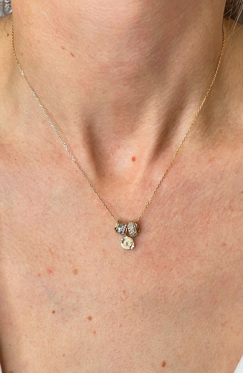 Adina Reyter Diamond Dog Tag Mini Charm, Alternate, color, 9K Yellow Gold