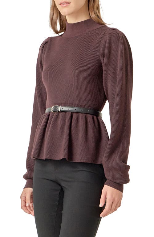 English Factory Mock Neck Peplum Rib Sweater In Multi