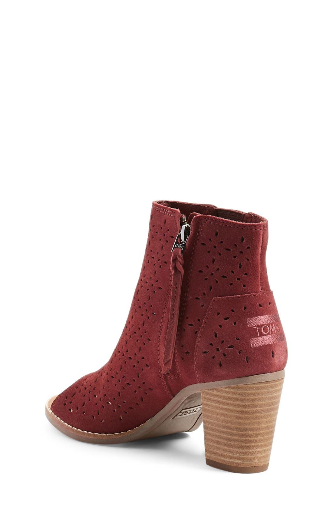 'Majorca' Peep Toe Bootie, Alternate, color, BURGUNDY SUEDE