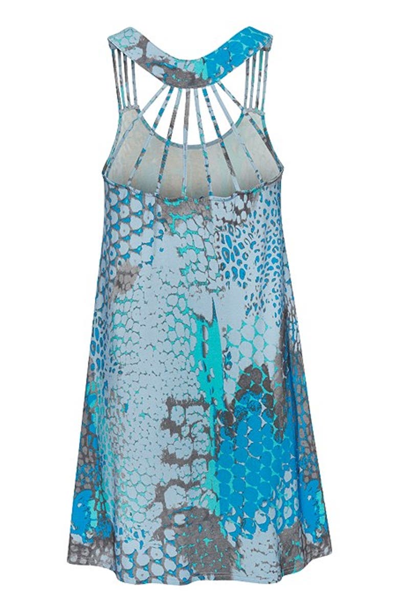 LASCANA Women's Strappy Detail Dress, Alternate, color, Blue Multi