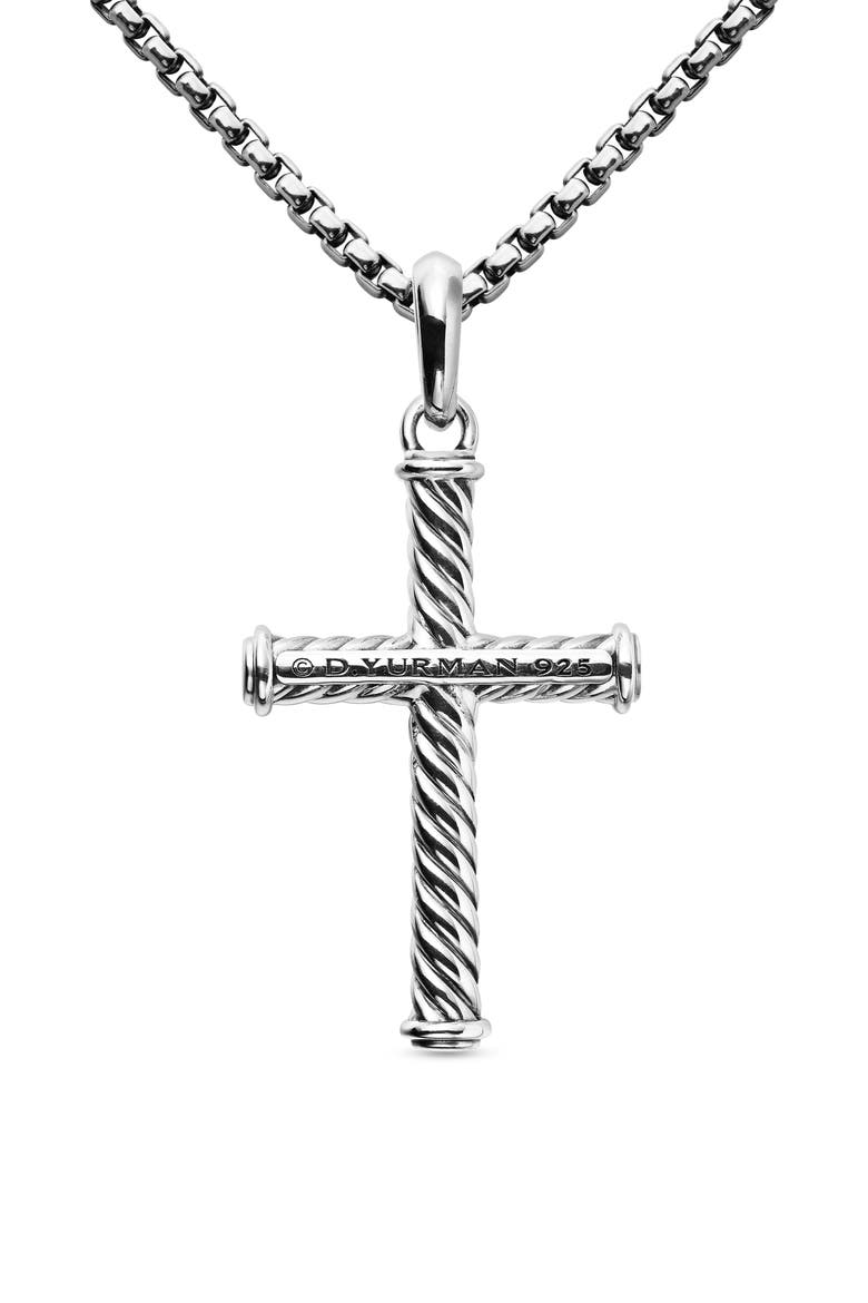 Cable Cross Pendant in Sterling Silver, 35mm, Alternate, color, SILVER