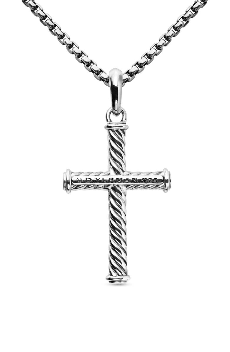 David Yurman Cable Cross Pendant in Sterling Silver, 35mm, Alternate, color, Silver