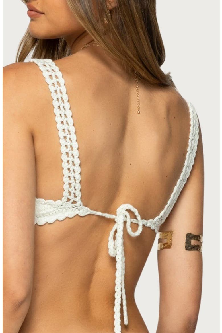 Enzo Crochet Bralette Bikini Top, Alternate, color, WHITE