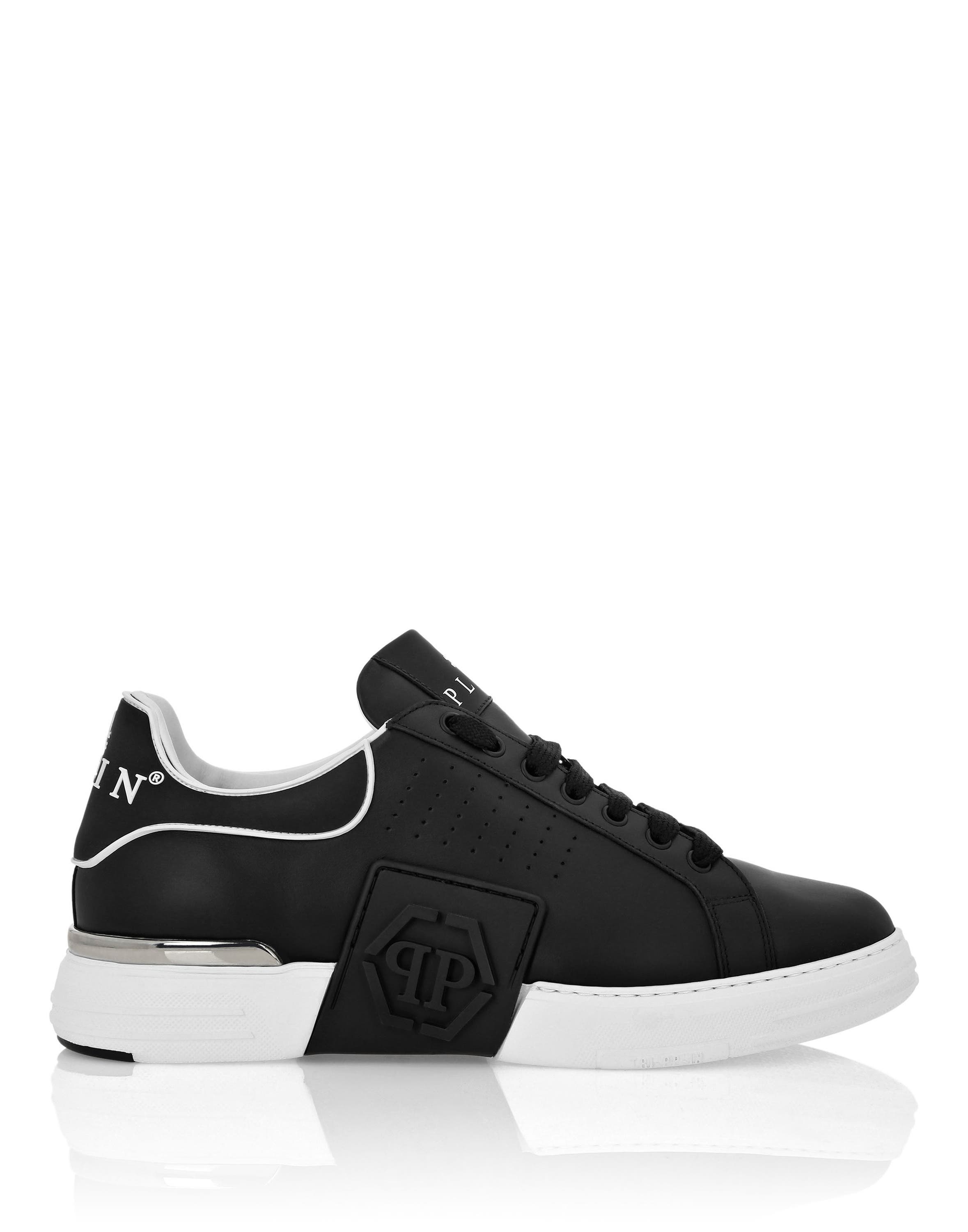 Nappa Leather Sneakers Low Top Hexagon Unisex, Alternate, color, black