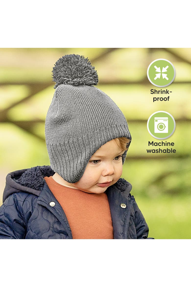 Muff Knitted Beanie, Alternate, color, Gray