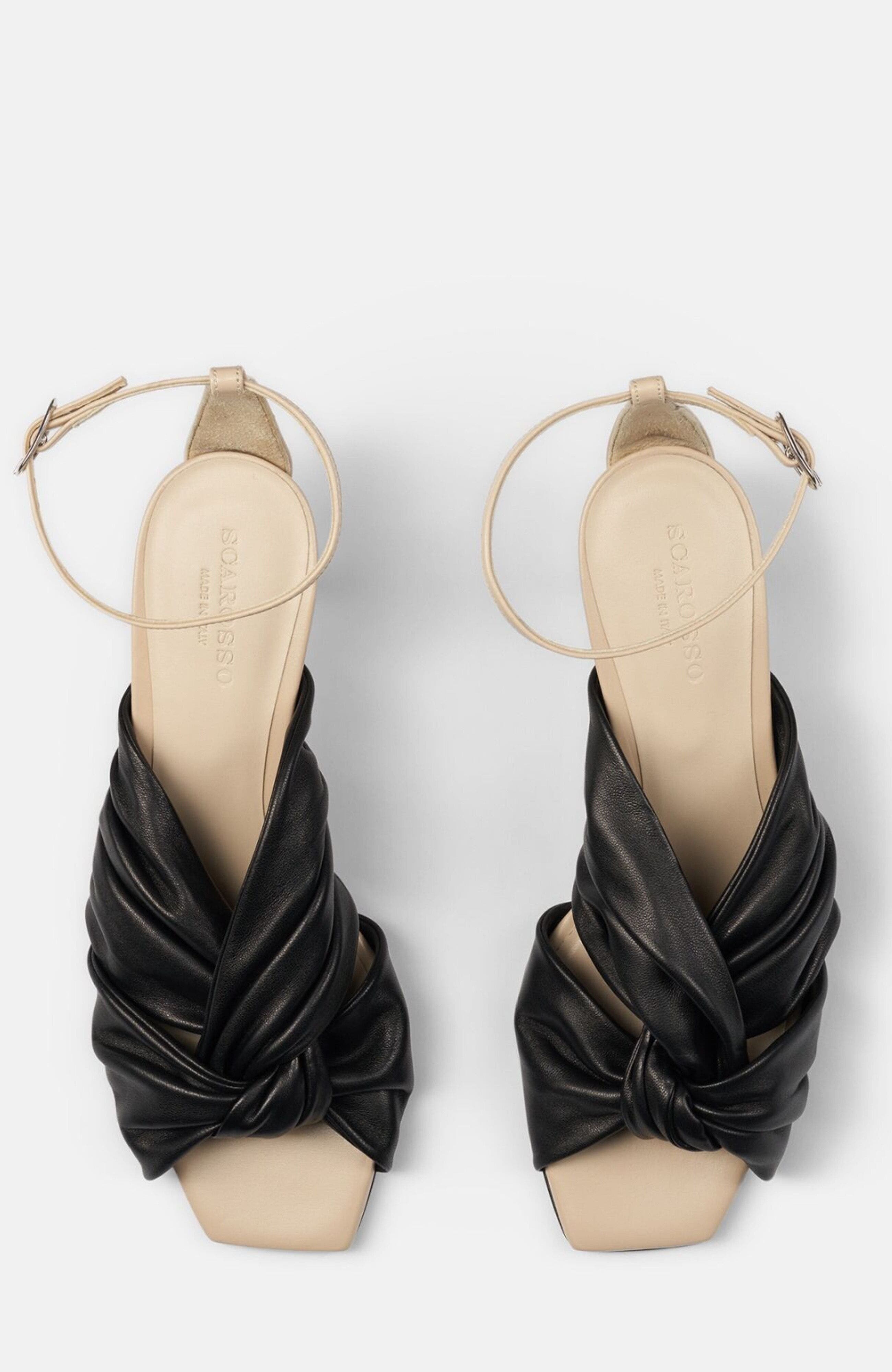 SCAROSSO Knot Sandals, Alternate, color, Black - Calf