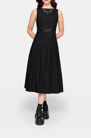 Disturbia Cissa Buckle Front Pleated Midi Dress