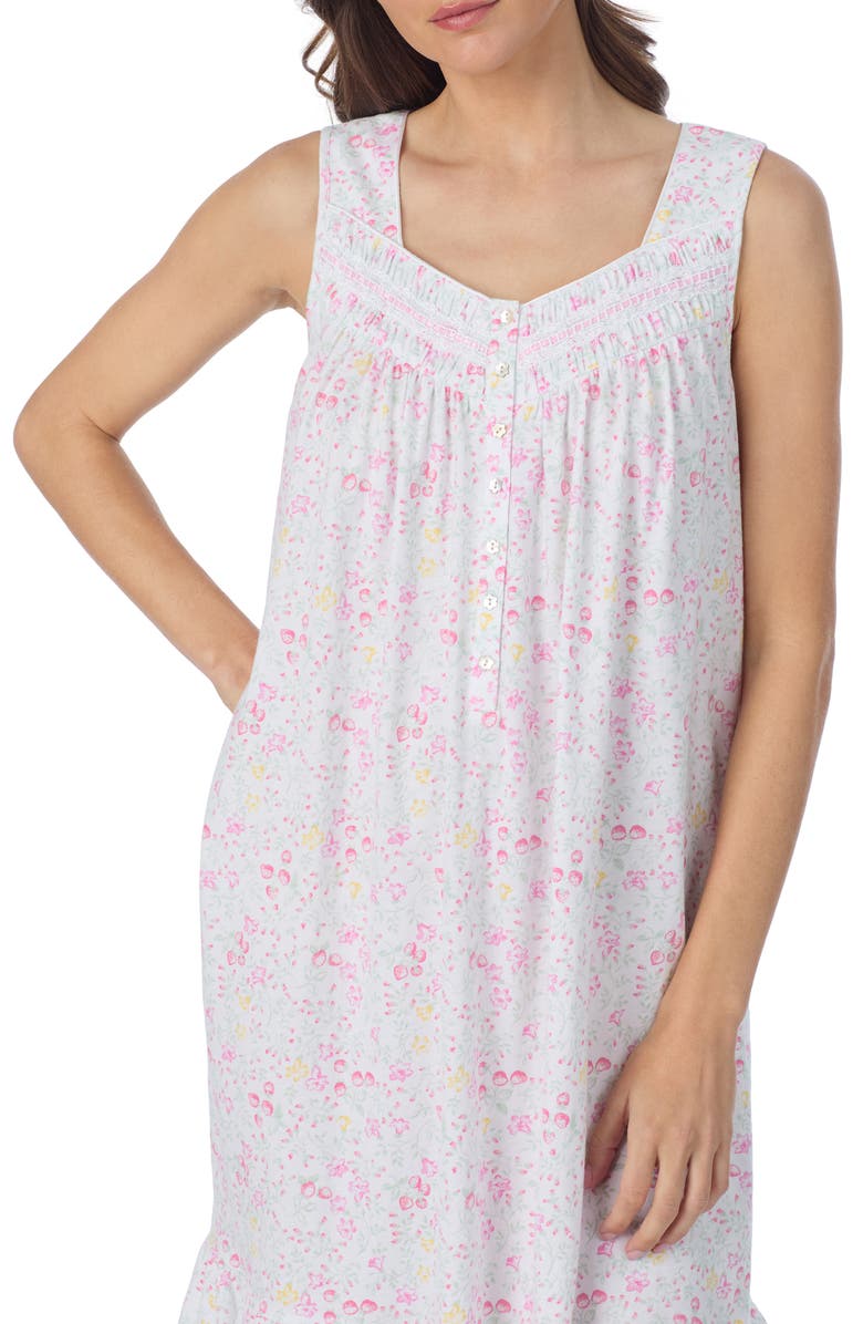 Eileen West Cotton Short Nightgown, Alternate, color, White Novelty