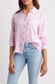 beachlunchlounge Candace Stripe Button-Up Shirt