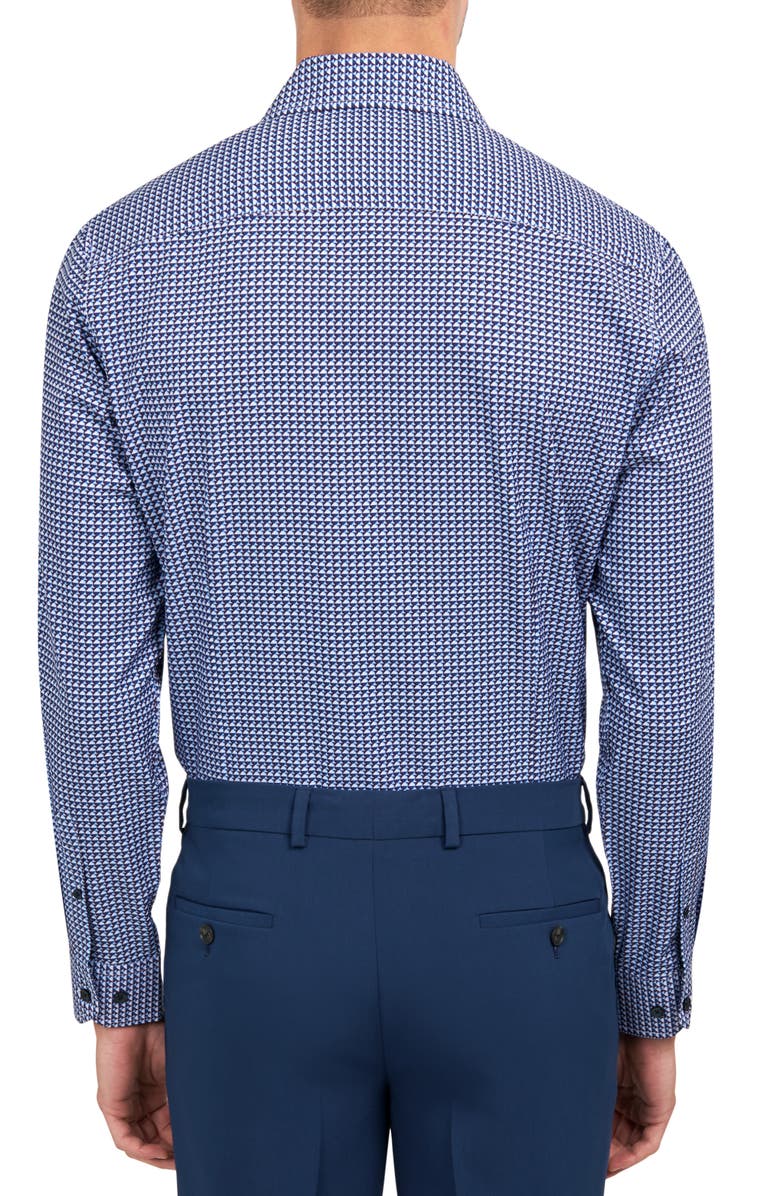 W.R.K Trim Fit Performance Geo Dress Shirt, Alternate, color, White/ Navy