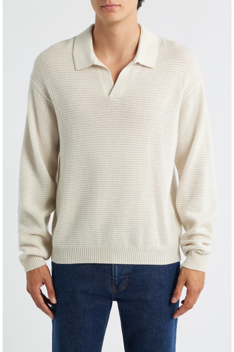 Textured Wool & Cashmere Sweater, Main, color, WARM WHITE