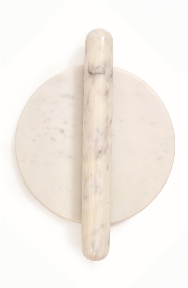 Verve Culture Marble Rolling Pin & Wood Base, Alternate, color, White