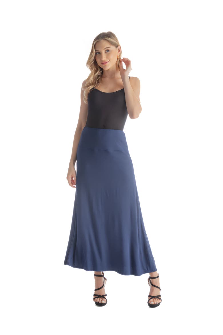 Petite Elastic Waist Maxi Skirt, Main, color, Navy