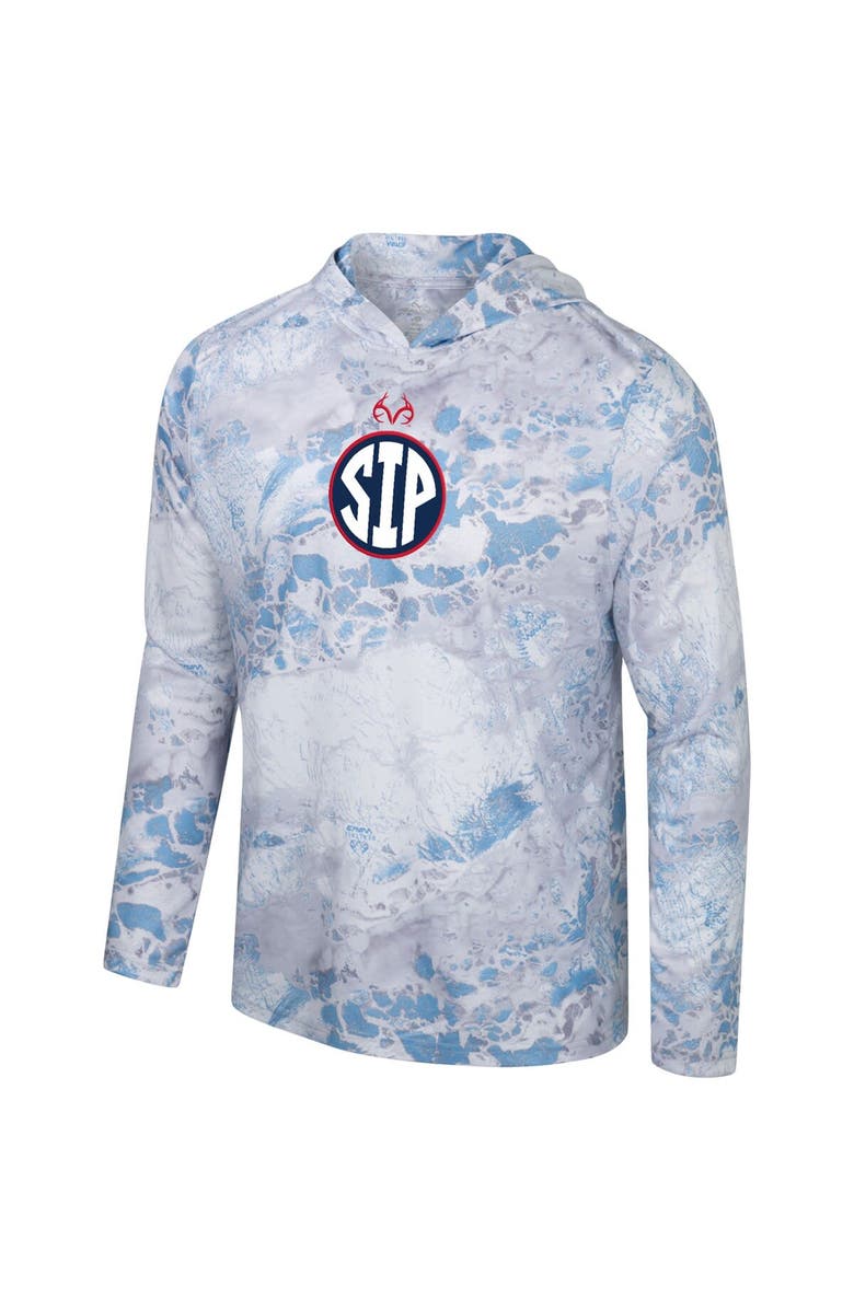 COLOSSEUM Men's Colosseum x Realtree Powder Blue/Silver Ole Miss Rebels SIP WAV3 Hoodie Long Sleeve T-Shirt, Alternate, color, 