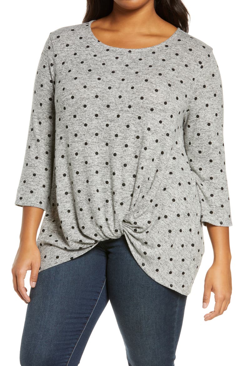 Gibson Twist Front Top, Main, color, HEATHER GREY DOT