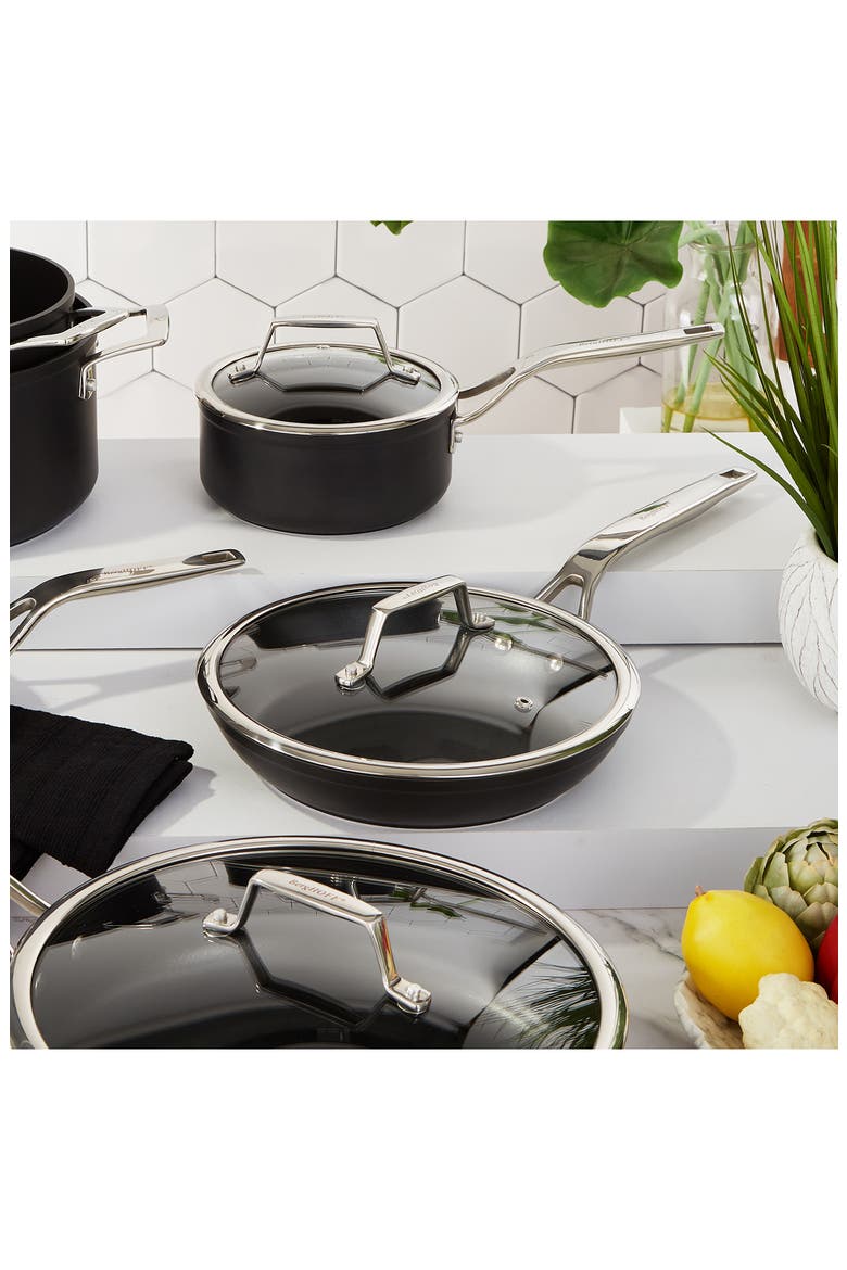 Essentials Hard Anodized 1.3-Quart Nonstick Covered Saucepan, Alternate, color, BLACK