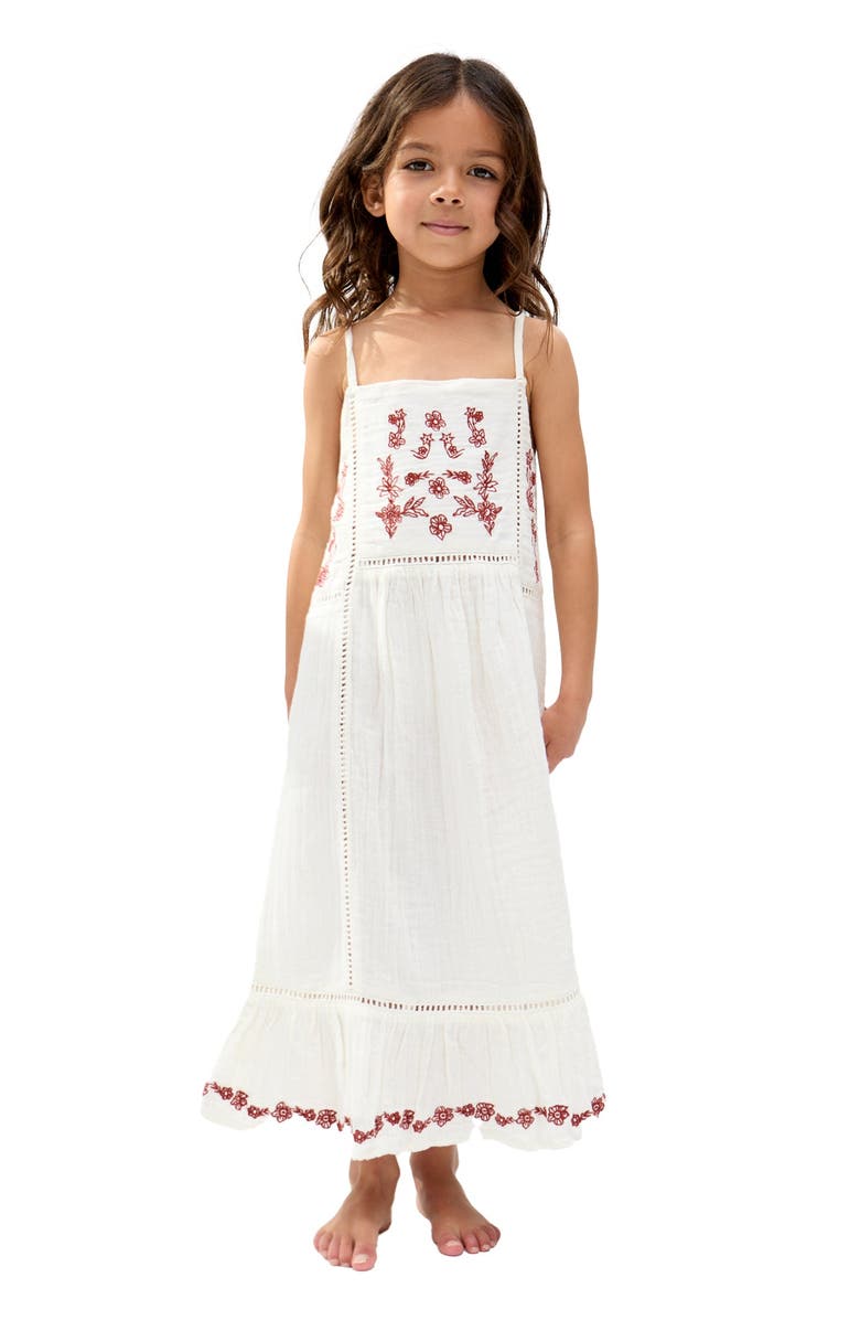 Raffya Kids Eina Ladder Insert Embroidered Dress, Alternate, color, White