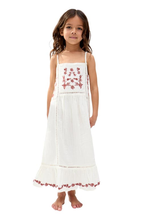 Raffya Kids Eina Ladder Insert Embroidered Dress In White