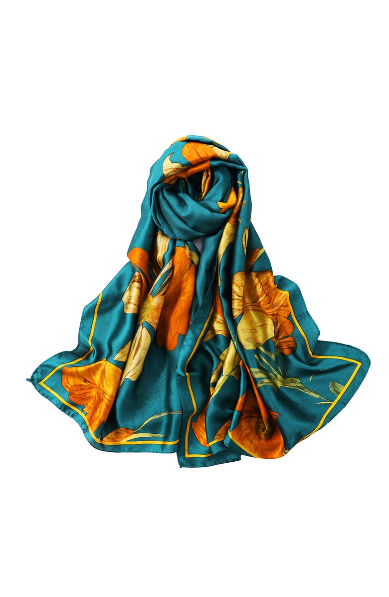 Youzey Koi Pond Floral Scarf - Blue, Alternate, color, Blue