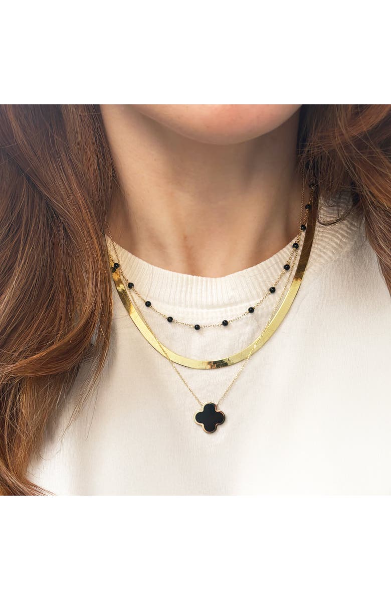 The Lovery Fine Jewelry Onyx Bead Chain Necklace, Alternate, color, Onyx