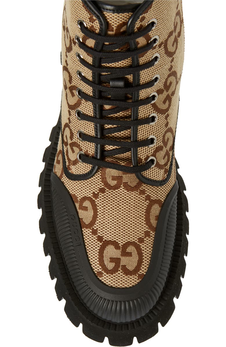 Gucci Maxi GG Supreme Canvas Combat Boot, Alternate, color, Camel Ebony/Nero