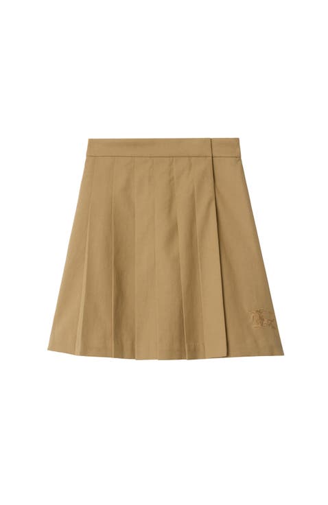 Pleated Cotton Blend Skirt