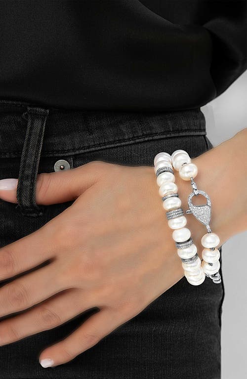 Sheryl Lowe Pearl 11mm Bead Bracelet With 9 Diamond Rondelles